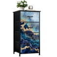 thumbnail image 1 of Boho Dresser for Bedroom with 4 Storage Drawers abstract blue marble fake stone texture liquid paint gold foil glitter Dressers Chest of Drawers Steel Framed Fabric Closet Organizers for Entryway, 1 of 7