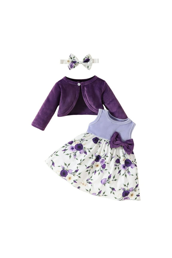 Boho Dresses For Girls Toddler Baby Girls Dress and Cotton Cardigan Set for 6M-3T Spring Summer Fall Outfits Toddler Girl Clothes 2T-3T