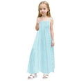 thumbnail image 1 of Boho Dresses for Girl 2025 Vacation on Clearance Girls Summer Eyelets Maxi Dress Spaghetti Strap Loose Crewneck Sleeveless Casual A-Line Cute Dresses New Light Blue 5 Years, 1 of 9