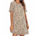 thumbnail image 1 of Boho Dresses for Women Floral Print Casual Short Sleeve Tunic Dress Loose Summer Beach Holiday Sundress, 1 of 5