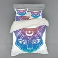 thumbnail image 1 of Boho Duvet Cover Set, Cat Head with Moon and Star Egyptian Design Lunar Esoteric, Bedding Set with Shams and Fitted Sheet, 3 Sizes, by Ambesonne, 1 of 3