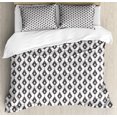 thumbnail image 1 of Boho Duvet Cover Set, Ikat Inspired Drop Motif in Monochrome Design with Influences, Decorative 3 Piece Bedding Set with 2 Pillow Shams, Queen Size, Dark Taupe Grey White, by Ambesonne, 1 of 3