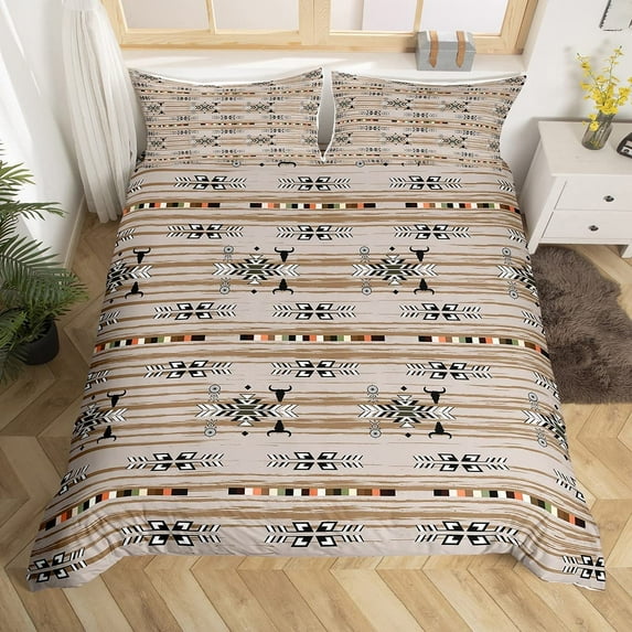 Boho Duvet Cover Southwestern Comforter Cover Ethnic Tribal Arrow Aztec Bed Set Retro Vintage Exotic