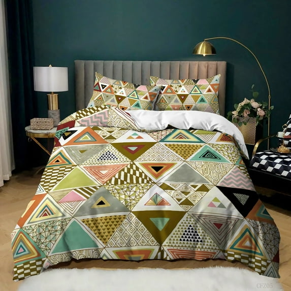 Boho Duvet Cover Striped Ethnic Bedding Country Style Comforter Cover Colourful Moroccan Southwestern Indian Tribal Bedding King