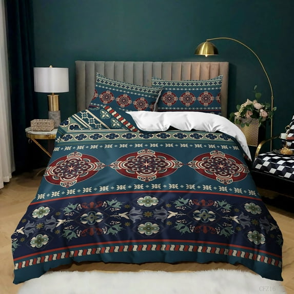 Boho Duvet Cover Striped Ethnic Bedding Country Style Comforter Cover Colourful Moroccan Southwestern Indian Tribal Bedding King