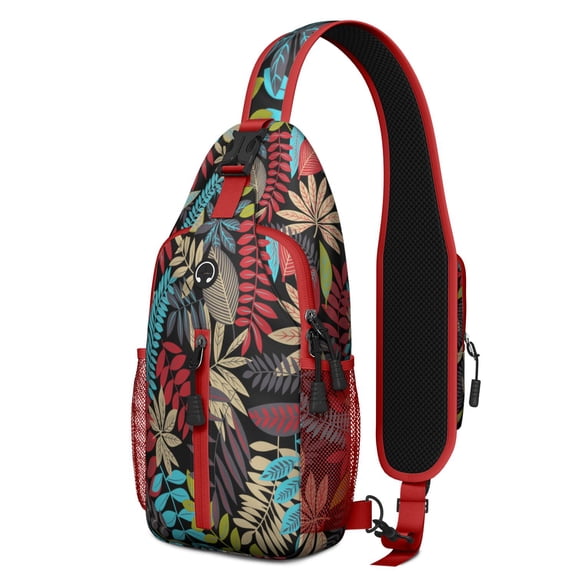 Boho Earthy Hippie Sling Backpack for Women Men – Durable polyester, Anti-theft back pocket, Reinforced stitching – Boho Ethnic Nordic Style Design for Travel, Hiking, Outdoor