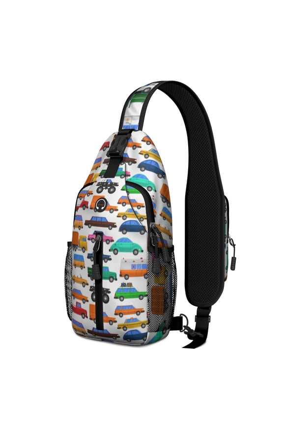 Boho Earthy Hippie Sling Backpack for Women Men – Durable polyester, Anti-theft back pocket, Reinforced stitching – Boho Ethnic Nordic Style Design for Travel, Hiking, Outdoor