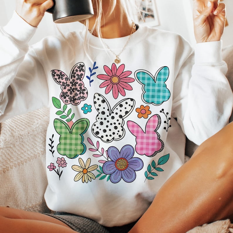 Brushstrokes Easter Rabbit Ears Sweatshirt