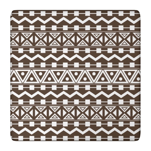 Boho Elastic Fitted Tablecloth - Square Table Cover with Snug Fit, Windproof & Wrinkle-Free - Floral Vintage Tribal Folk Style for Outdoor Picnic, Dining (36x36 Inches)