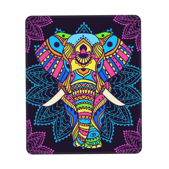 Boho Elephant Floral Psychedelic Gaming Mouse Pad 7.9 x 9.5 in Rectangle Computer Mousepad Mat Non-Slip Rubber Base for Office Laptop PC