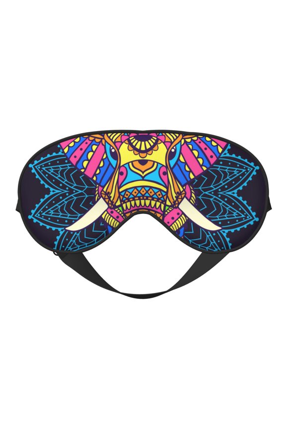 Boho Elephant Floral Psychedelic Soft Faux Silk Sleep Mask, Eye Mask, Reversible Double-Sided for Travel, Shift Work, Meditation