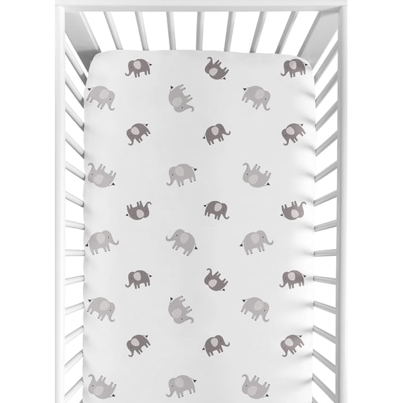 Sweet Jojo Designs Boho Elephant Grey White Fitted Crib Sheet