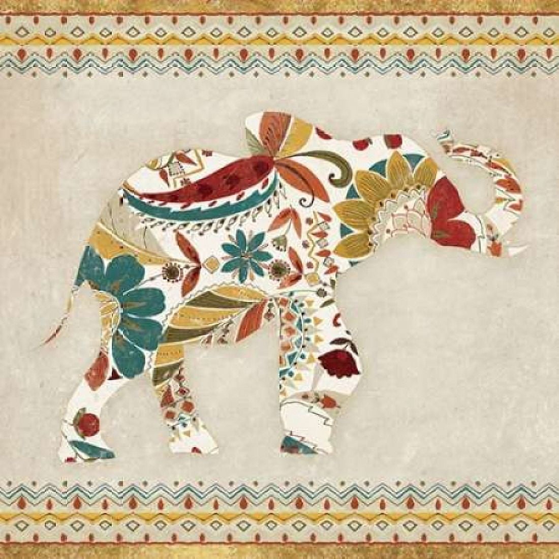 Boho Elephant I Canvas Art - Wild Apple Portfolio (24 x 24)