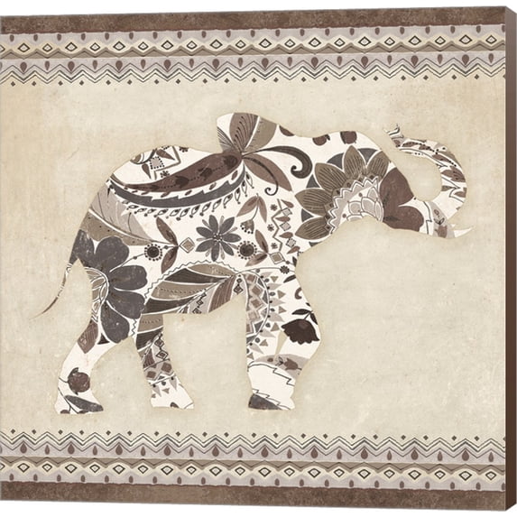 Boho Elephant I Neutral by Wild Apple Portfolio, Canvas Wall Art