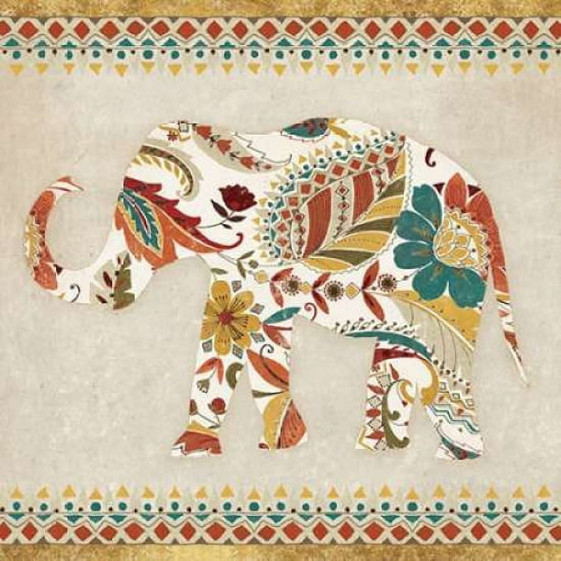 Boho Elephant II Canvas Art - Wild Apple Portfolio (24 x 24)