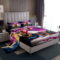 Boho Elephant Twin Bed Sheets for Adult Women 3D Animal Sheets Western Rustic Farmstyle Sheet Set Bohemian Elephant Fitted Sheet Purple Starry Sky Decor Flat Sheet