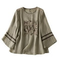 thumbnail image 1 of Boho Embroidered Tops for Women Long Sleeve Loose Fit Blouses Ethnic Peasant Shirts Casual Tunic, 1 of 8