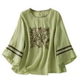 thumbnail image 1 of Boho Embroidered Tops for Women Long Sleeve Loose Fit Blouses Ethnic Peasant Shirts Casual Tunic, 1 of 8