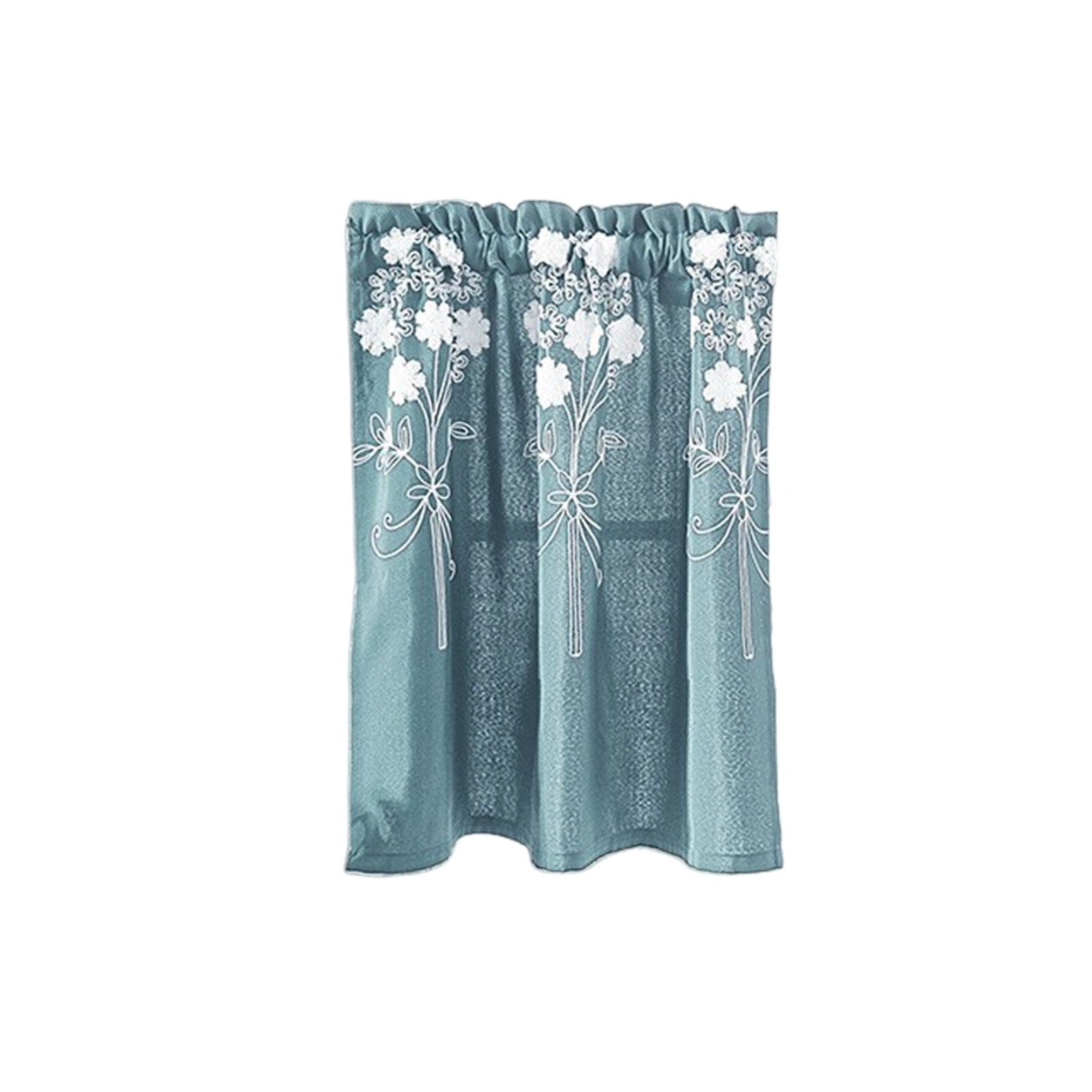 Boho Embroidered Window Kitchen Tier Set Rod Pocket Short Curtain for ...