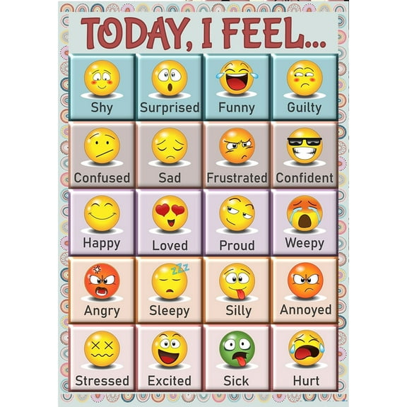 Boho Emoji Feelings  Posters  Emotions Chart, Educational Classroom Posters and Decorations, Back to School Supplies, Virtual Learning, Preschool Kindergarten and Elementary School, Therapy