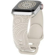 Boho Engraved Band Compatible with Apple Watch Band 38mm 40mm 41mm Women Girl, TOYOUTHS Floral Silicone Sport Straps for iWatch Series 8/7/6/5/4/3/2/1/SE