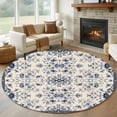 thumbnail image 1 of Boho Ethnic 6ft Round Rugs, Vintage Shabby Southwest Floral Motifs Washable Non-Slip Area Rugs for Living Room Bedroom Kitchen, Soft Low Pile Dining Room Kicthen Circle Carpet, Indoor Floor Rug, 1 of 9