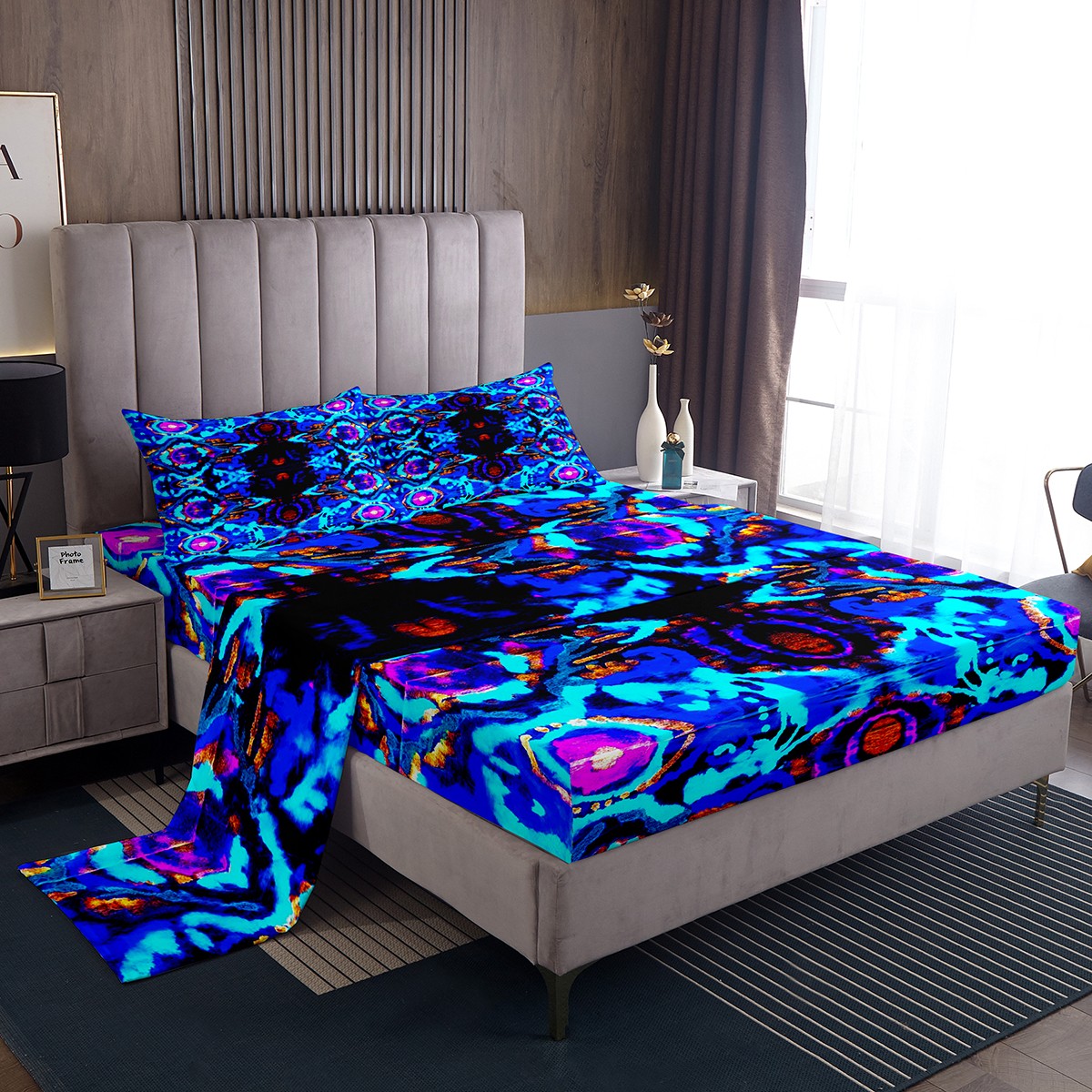 Boho Ethnic Bed Sheets Set Ikat Tribal Theme Full Sheets for Boys