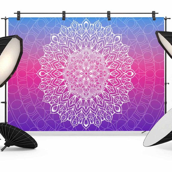 Boho Ethnic Blossom Floral Backdrop for Photography, Decor Gradient Texture Photo Backdrop Portrait Background Party Banner Photo Backgrounds for Studio Booth Props, 7x5ft