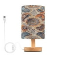 thumbnail image 1 of Boho Ethnic Bohemian Indian Mandala Bedside Table Lamp Desk Warm Lights with USB Charging Port Cylinder LED Lamps for Bedroom Living Room Office, 1 of 7