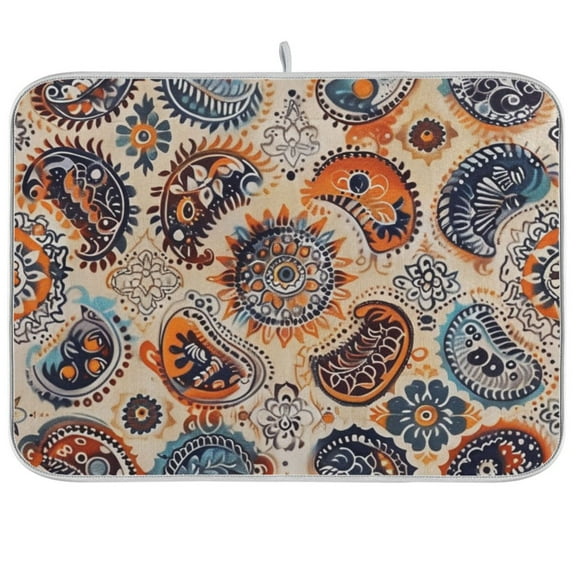 Boho Ethnic Bohemian Indian Mandala Dish Drying Mats Kitchen Mat Microfiber Counter Absorbent Dish Pad Drainer Rack 16"x18"