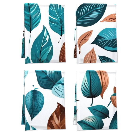 Boho Ethnic Durable Bath TowelTowel Set Plants Vector Design Breathable Fall Bathroom Decor Leaf Vibrant Comfortable Kitchen Towel for Outdoor Table Washroom Car Deco 16x24 Inch Set Of 4