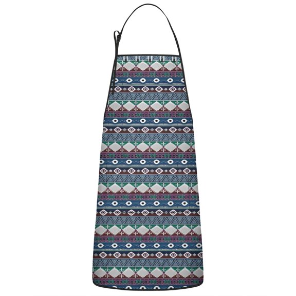 Boho Ethnic Geometric Pattern Apron-Garden Aprons for Women with Pockets-Cotton Linen Waterproof Kitchen Cooking Gardening Aprons Adjustable for Kitchen,Cooking,BBQ and Salon 33x27 Inch