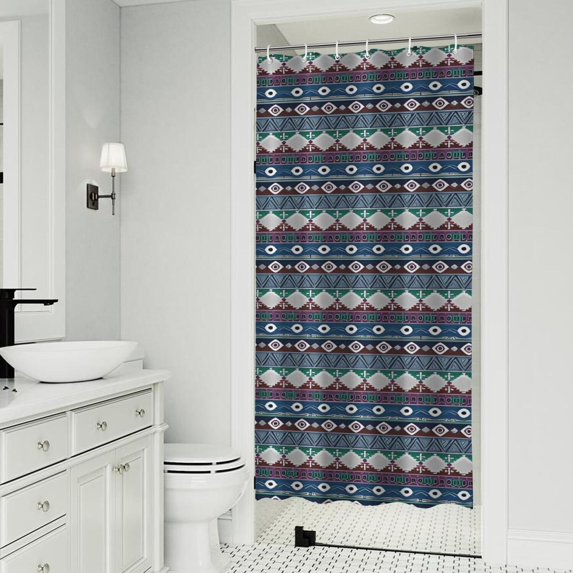 Boho Ethnic Geometric Pattern Shower Curtain 36"x72" ,Bathroom Decorative Shower Curtains Set with 12 Hooks,Modern Waterproof Washable Shower Curtain