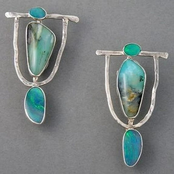 Boho Ethnic Green Resin Stone Drop Dangle Earrings For Women Indian Tribal Vintage Earrings