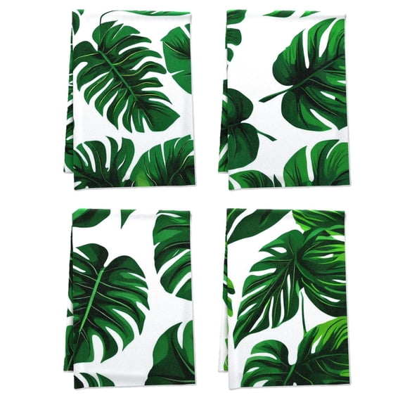 Boho Ethnic Kitchen Towel Tropical Leaves Exotic Versatile Bathroom Accessories, 16x24 Inches Set Of 4 Durable Lush Plants Dish Towels, for Garden Dressing Room Window Washroom Home