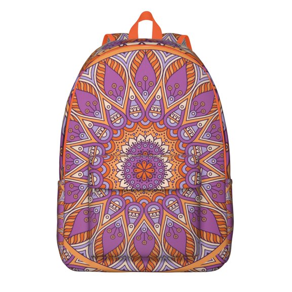 Boho Ethnic Mandala Print Travel Backpack for Women, Sacred Tribal Symbolic Pattern Canvas School Daypack
