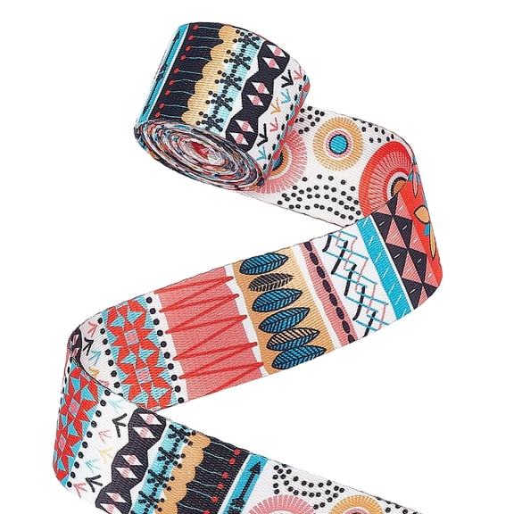 Boho Ethnic Pattern Polyester Webbing Ribbon Garment Accessories Colorful 1-1/2 inch(38mm) about 5.00 Yards(4.57m)/pc