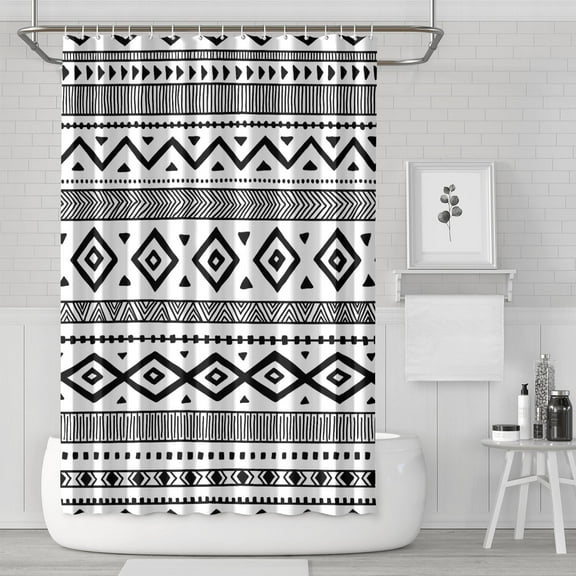Boho Ethnic Pattern Shower Curtain 72x72 Inches Vintage Tribal Design Polyester Bathroom Decor Earth Tone Aesthetic