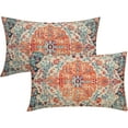 thumbnail image 1 of Boho Ethnic Pillow Covers 12x20 Inch Set of 2 Bohemian Rust Carpet Throw Pillows For Couch Burnt Orange Blue Teal Geometric Decorative Pillow Cases Farmhouse Home Decor For Couch Sofa Room Outdoor, 1 of 6