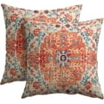 thumbnail image 1 of Boho Ethnic Pillow Covers 18x18 Inch Set of 2 Bohemian Rust Carpet Throw Pillows For Couch Burnt Orange Blue Teal Geometric Decorative Pillow Cases Farmhouse Home Decor For Couch Sofa Room Outdoor, 1 of 6
