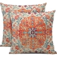 thumbnail image 1 of Boho Ethnic Pillow Covers 20x20 Inch Set of 2 Bohemian Rust Carpet Throw Pillows Couch Burnt Orange Blue Teal Geometric Decorative Pillow Cases Farmhouse Home Decor Couch Sofa Room Outdoor, 1 of 6