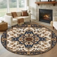thumbnail image 1 of Boho Ethnic Round Area Rug 7 FT,Non Slip Living Room Area Carpet,Vintage Bohemian Traditional Floral Classic Washable Soft Circular Rug Floor Carpet for Bedside Office Play Room Classroom, 1 of 9