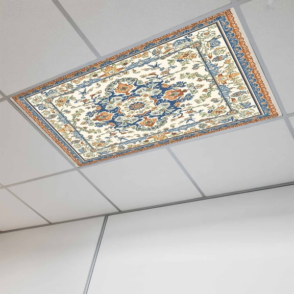 Boho Ethnic Rustic Magnetic Fluorescent Light Covers for Ceiling Lights 2 x 4 Feet, American Southwest Antique Office Classroom Kitchen Drop Ceiling Light Covers Lighting Filters Shade Panel 1 Pack