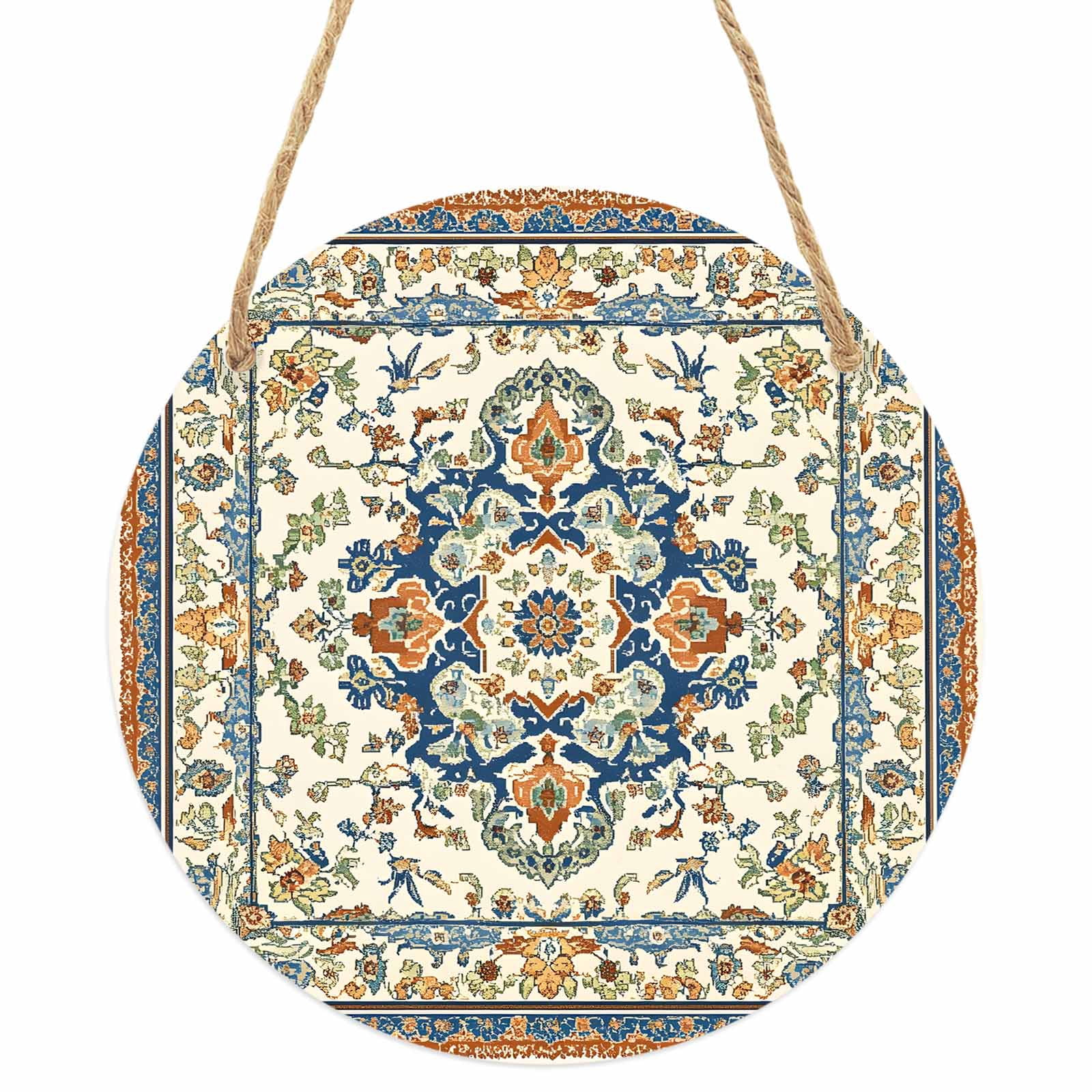 Boho Ethnic Rustic Round Front Door Welcome Sign, 5.9 Inch Wall Hanging ...