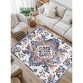 thumbnail image 1 of Boho Ethnic Style Area Rug for Bedroom 2.7x5 Ft Retro Leaves Texture Super Soft fuzzy Throw Rug Non-Slip Fluffy Plush Indoor Floor Carpet for Living Room Nursery Home Decor, 1 of 8