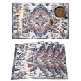 thumbnail image 1 of Boho Ethnic Style Placemats Set of 4, Retro Leaves Texture Non-Slip Place Mats Washable Table Mats for Kitchen Dining Table Decorations Indoor/Outdoor, 1 of 9