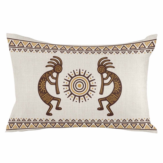 Boho Ethnic Throw Pillow Cover 20 x 36 Inch Decorative Pillow Cover Orange Ancient Southwest Tribal Art Lumbar Pillowcase Seasonal Rectangle Cushion Case for Couch Sofa Bed Living Room
