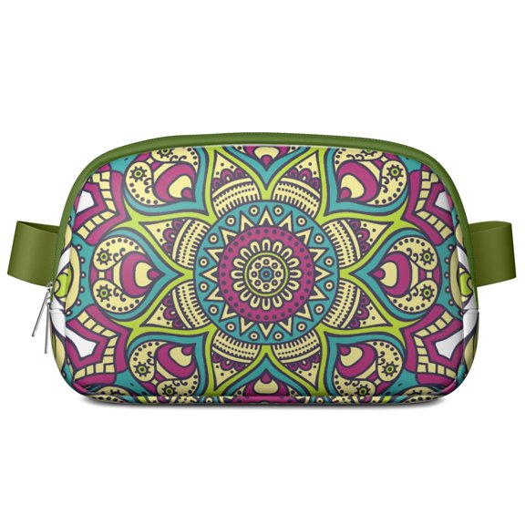 Boho Ethnic Waist Bag – Mandala Fanny Pack with Traditional Geometric Pattern, Cultural Floral Touch & Zen Aesthetic