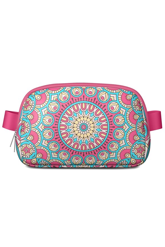Boho Ethnic Waist Bag – Mandala Fanny Pack with Traditional Geometric Pattern, Cultural Floral Touch & Zen Aesthetic