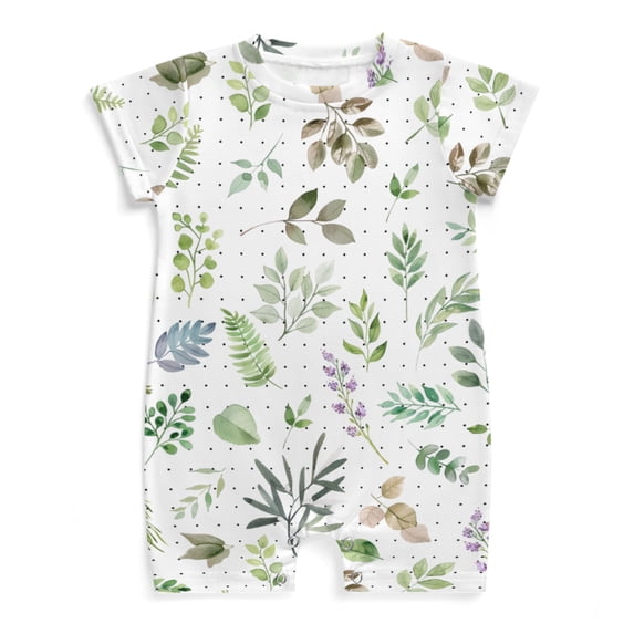 Boho Eucalyptus Leaves Floral Greenery Baby Rompers Boy Girl Wild Plants Newborn Infant Clothes Summer Short Sleeve Jumpsuit Playsuit Bodysuit